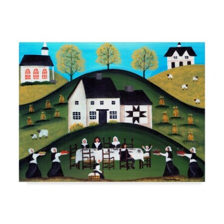 Cheryl Bartley 'Pilgrim Thanksgiving Dinner' Canvas Art,18x24